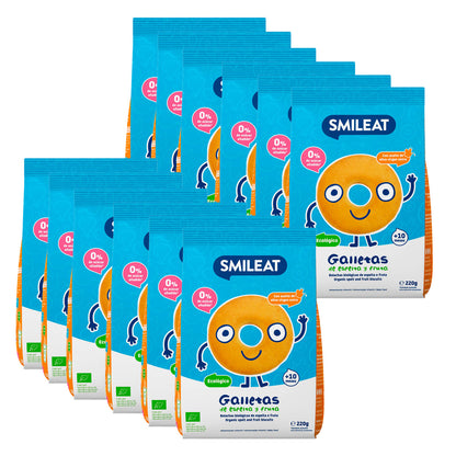Pack 12x Bolachas infantis ECO de espelta com maçã Smileat, 220 g