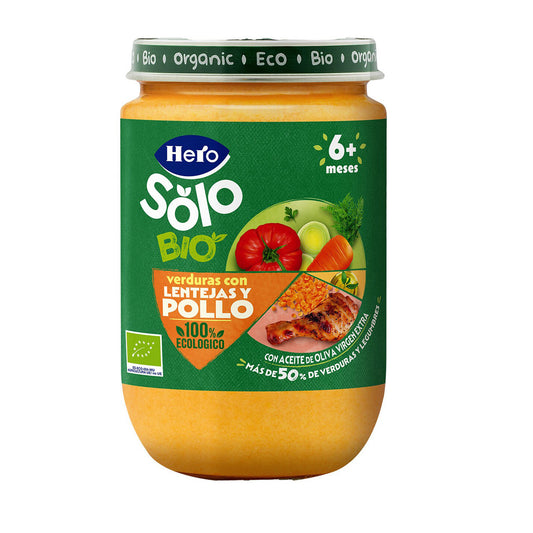 Pote de vegetais Hero Baby Solo com lentilhas e frango, 190 g