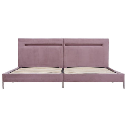 Estructura De Cama Con Led Sin Colchón Tela Rosa 180x200 Cm / Vetonek_4
