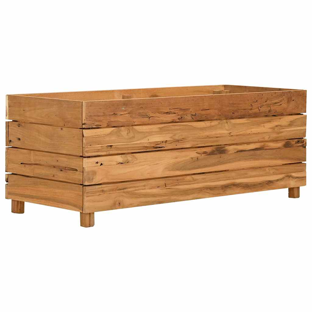 Arriate Elevado Madera De Teca Reciclada Y Acero 100x40x38 Cm_0