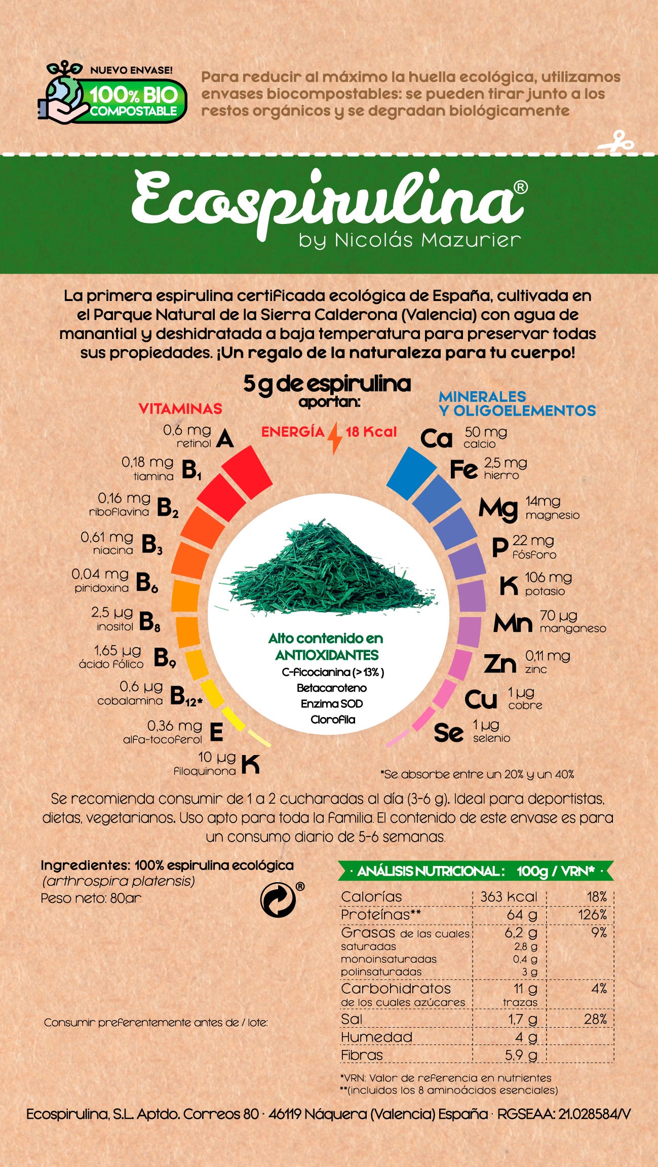 Espirulina Ecológica En Hebras Cultivada En España Ecospirulina 80 G_1