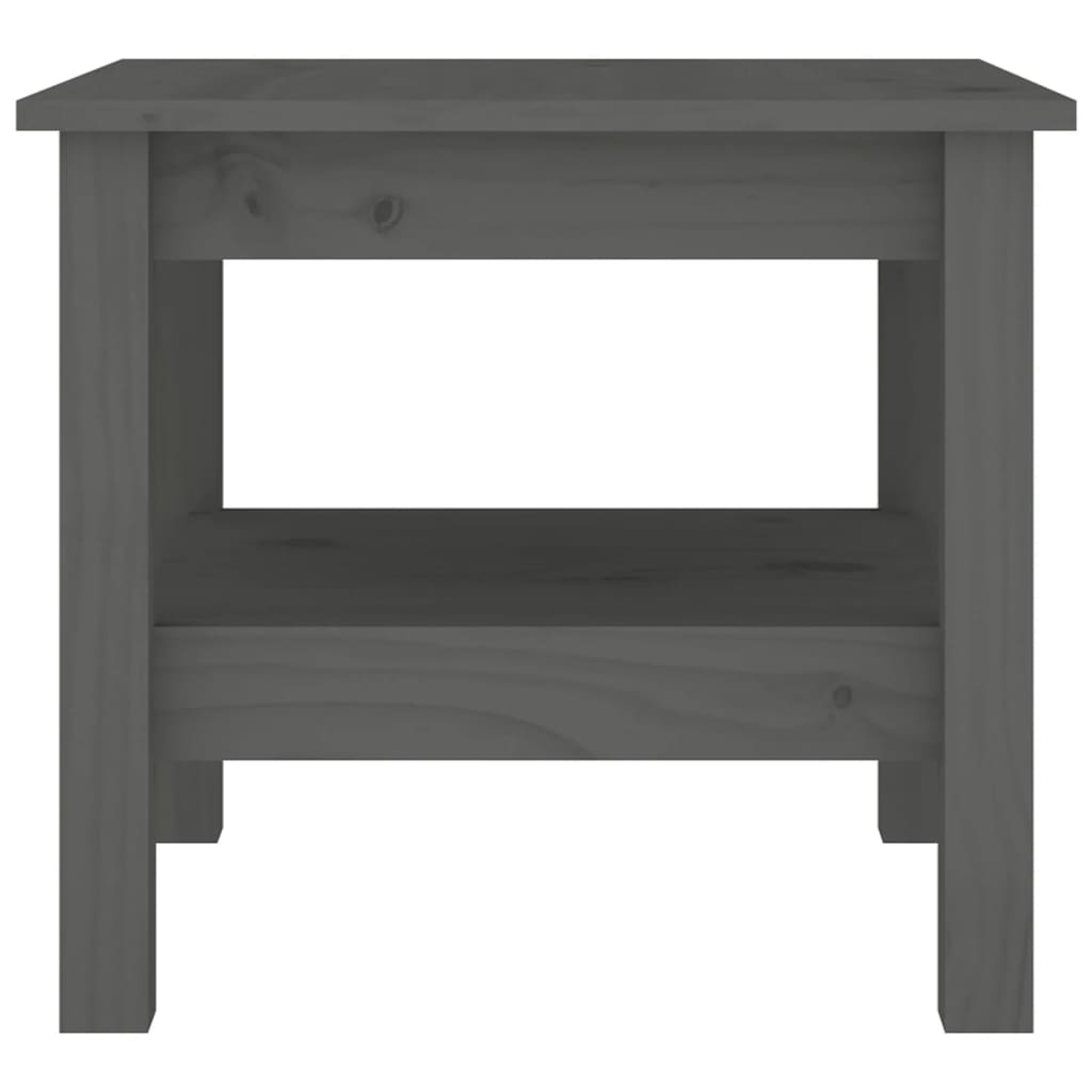 Mesa De Centro De Madera Maciza De Pino Gris 45x45x40 Cm_1
