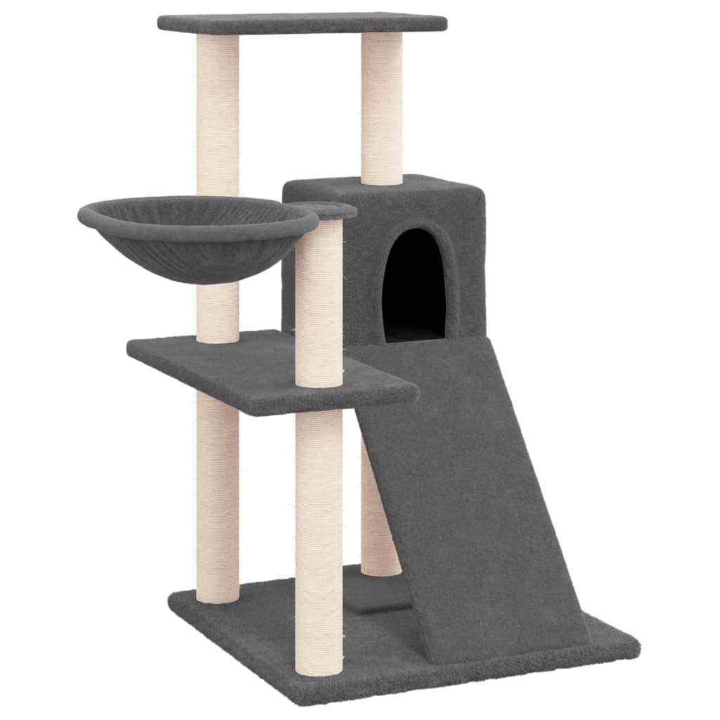 Rascador Para Gatos Con Postes De Sisal Gris Oscuro 82 Cm_0