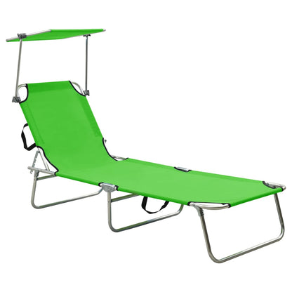 Tumbona Plegable Con Toldo Aluminio Verde_0