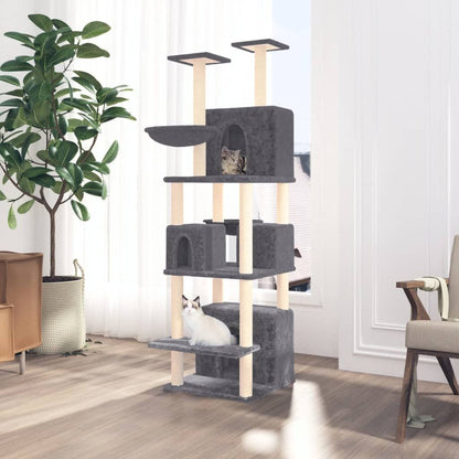 Vidaxl Rascador Para Gatos Con Postes De Sisal Gris Oscuro 180 Cm_1