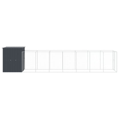 Caseta Perros Con Corral Acero Galvanizado Gris 165x863x181 Cm_3