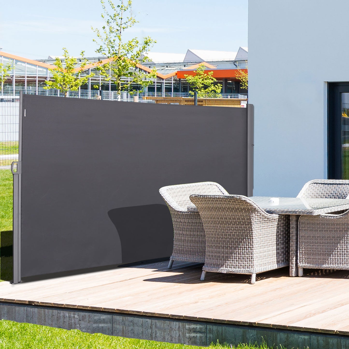 Outsunny Pantalla Retráctil Toldo Lateral Para Balcón Mampara De Privacidad_1