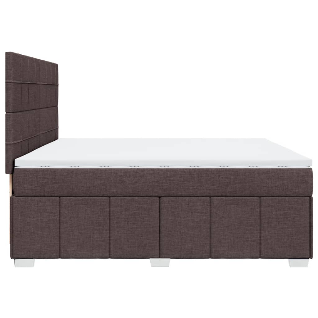 Cama Box Spring Con Colchón Tela Marrón Oscuro 200x200 Cm / Vetonek_0