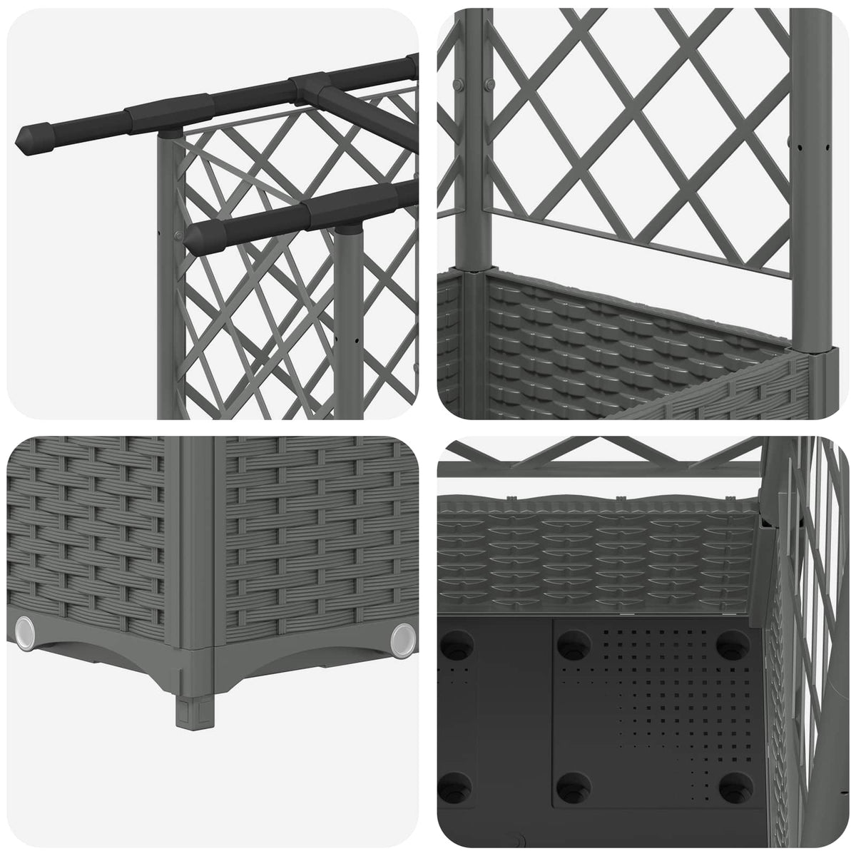 Cama Elevada Con Trellis Y Techo Gris Claro 164 X 40 X 121 Cm_5