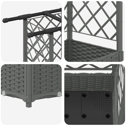 Cama Elevada Con Trellis Y Techo Gris Claro 164 X 40 X 121 Cm_5