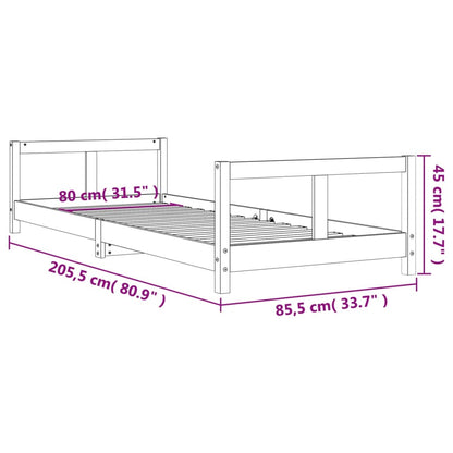 Vidaxl Estructura De Cama Para Niños Madera De Pino Negro 80x200 Cm_2