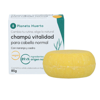 Champô sólido para cabelos normais, laranja e cedro, Planeta Huerto, 85 g