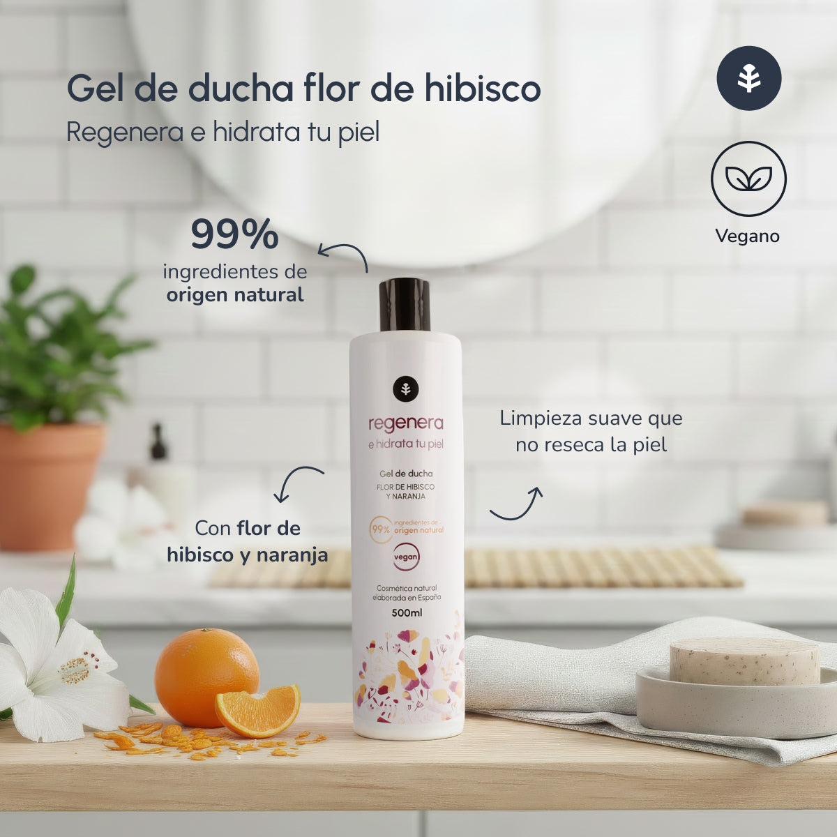 Gel de banho Planeta Huerto Hibisco e Flor de Laranjeira 500 ml