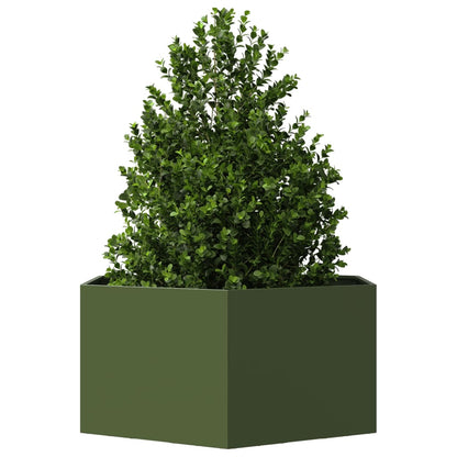 Jardinera Hexagonal De Acero Verde Oliva 104x90x45 Cm_2