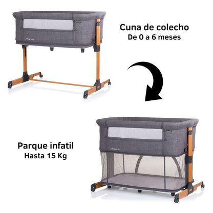 Cuna De Colecho Y Parque Mommy´n Me Graphite Wood_0