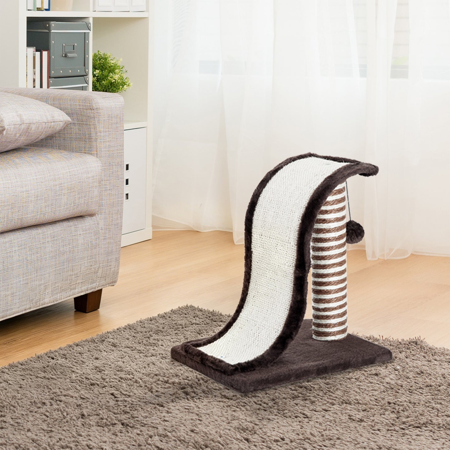 Pawhut Rascador Árbol Para Gatos De Sisal Para Jugar Y Arañar Marrón Crema_1