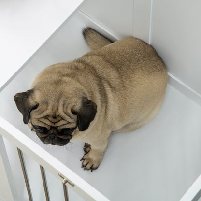 Pawhut Jaula Para Perros Medianos 2 En 1 Mesa Auxiliar Con 2 Puertas Blanco_4