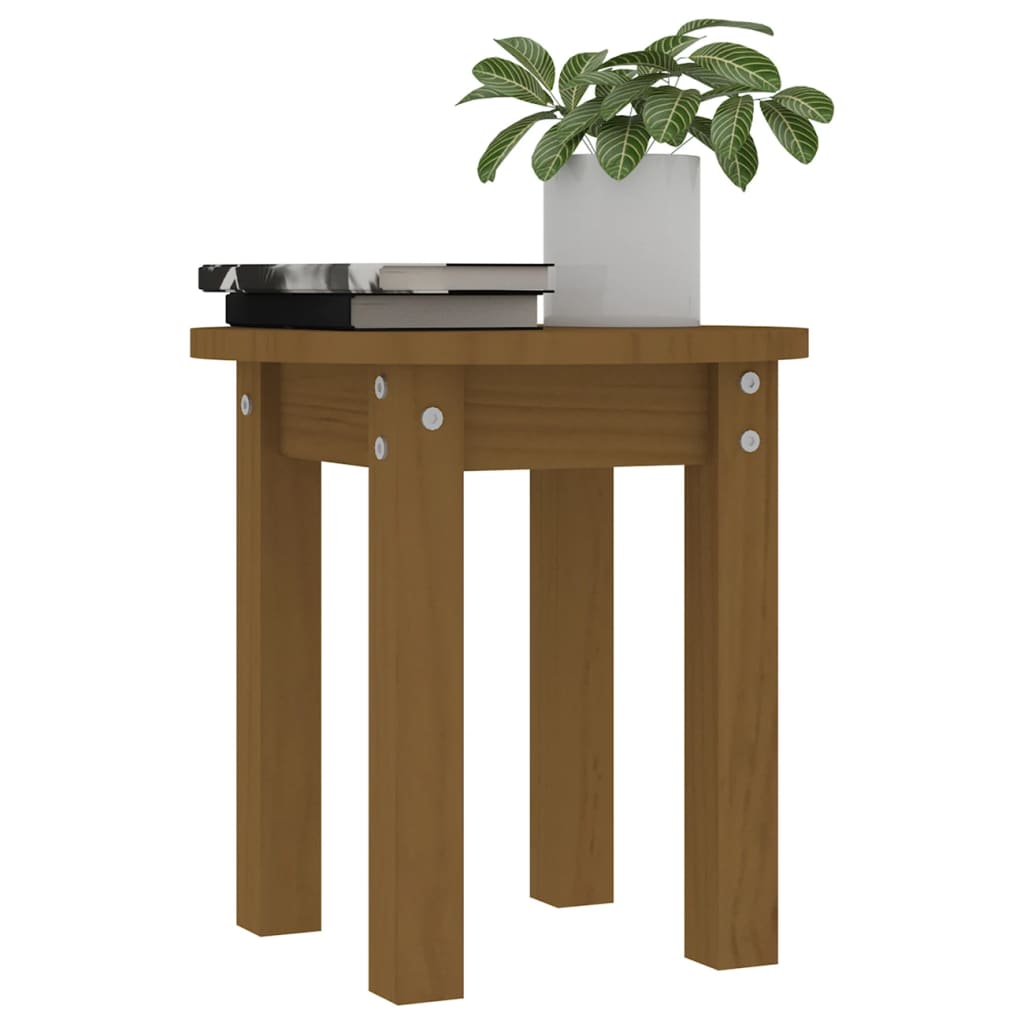 Mesa De Centro De Madera Maciza De Pino Marrón Miel Ø35x35 Cm_2