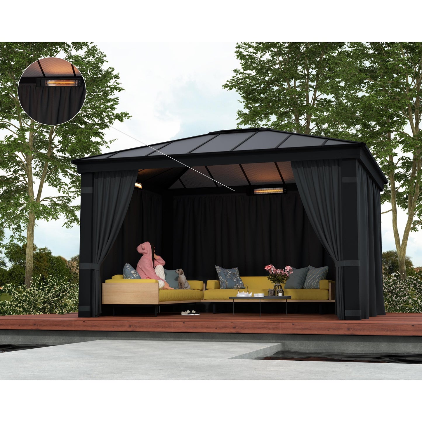 Aquecedor elétrico em fibra de carbono para pérgulas e gazebos 