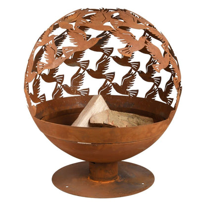 Esschert Design Brasero Con Pájaros Cortadas A Láser Oxidado_4