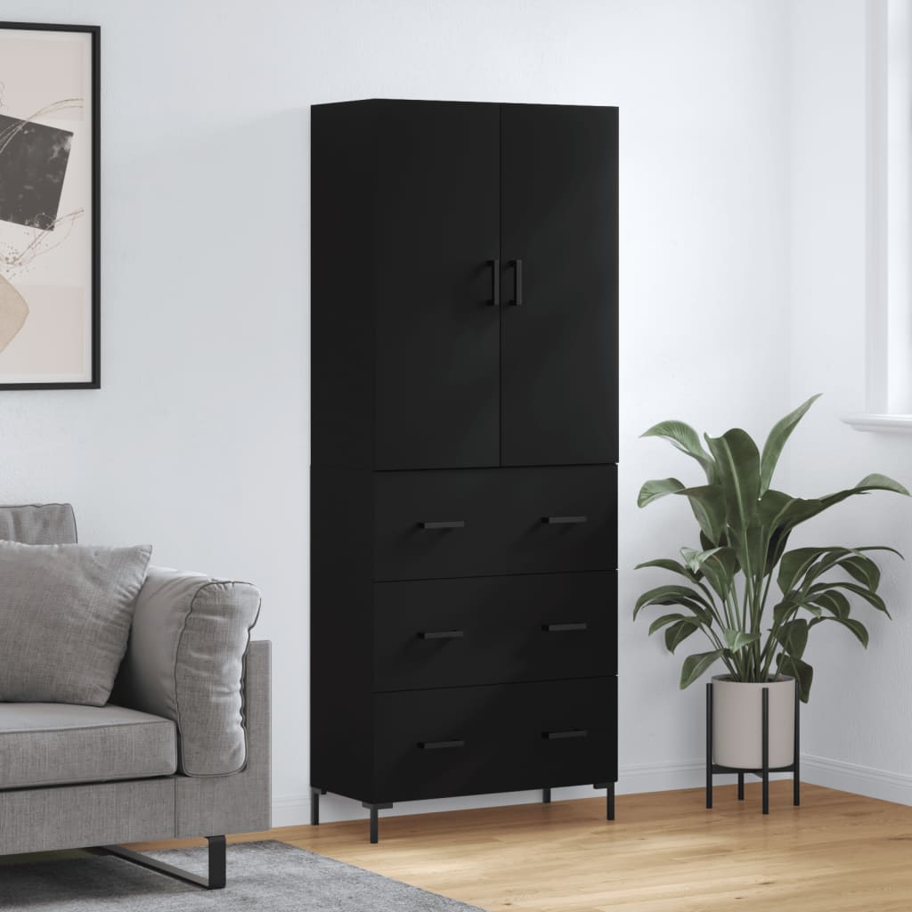 Aparador Alto Madera Contrachapada Negro 69,5x34x180 Cm_0