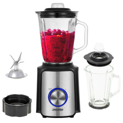 Batidora Vaso Americana, Jarra Cristal 1.5 L, 2 Velocidades, Función Picahielo, Cuchillas Acero Inox. Mesko Ms 4080 1200w_1