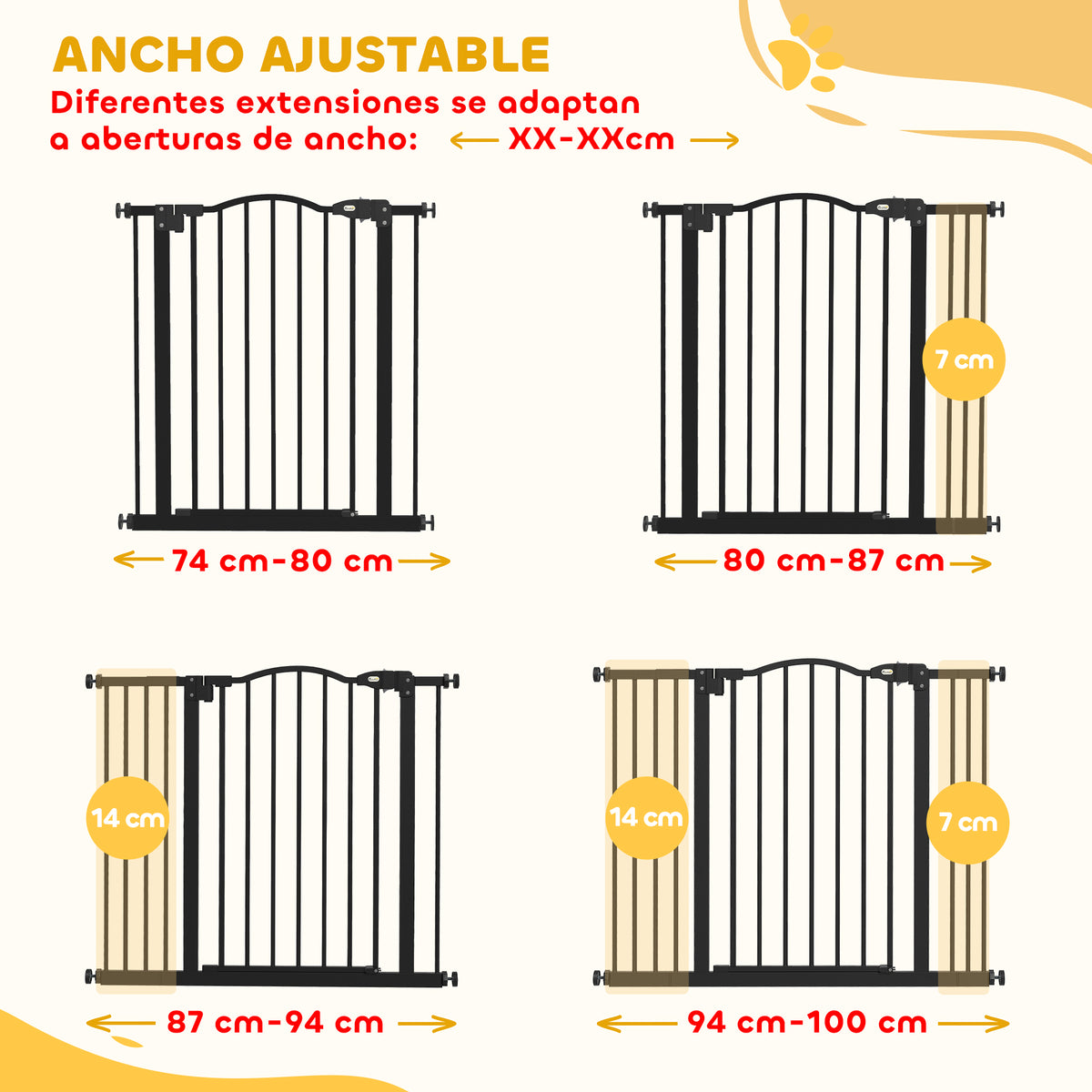 Pawhut Barrera Para Perros Con Ancho Ajustable 74-100 Cm Con 2 Extensiones Negro_3