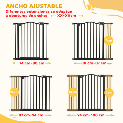 Pawhut Barrera Para Perros Con Ancho Ajustable 74-100 Cm Con 2 Extensiones Negro_3