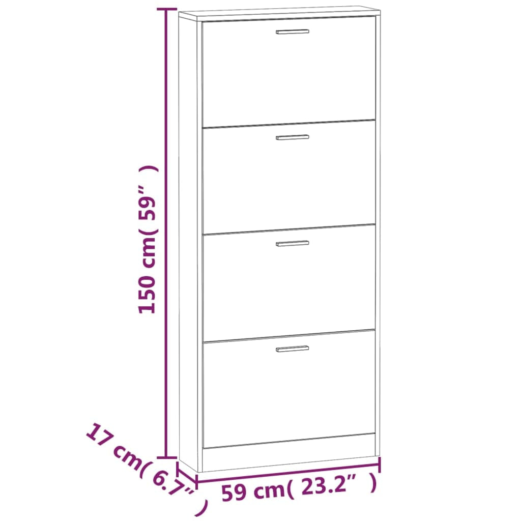 Vidaxl Mueble Zapatero Madera Contrachapada Negro 59x17x150 Cm_2