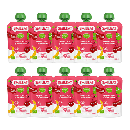 Pack de 10 saquetas Smileat Organic Cereja, Açaí e Amaranto, 100g 