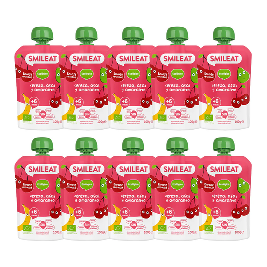 Pack de 10 saquetas Smileat Organic Cereja, Açaí e Amaranto, 100g 