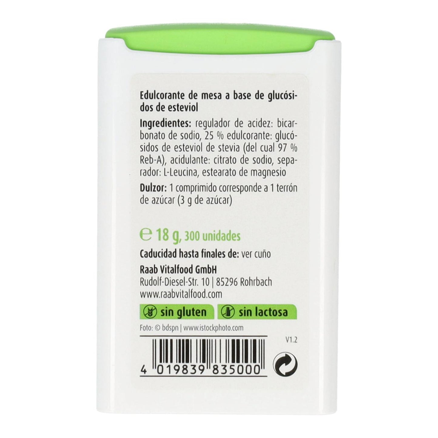 Comprimidos de stévia Raab Premium, 300 comprimidos