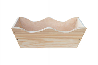 Jardinera De Balcon Ondulada De Madera Natural De 50 X 20 X 19,5 Cm 11l + Bolsa Geotextil_0