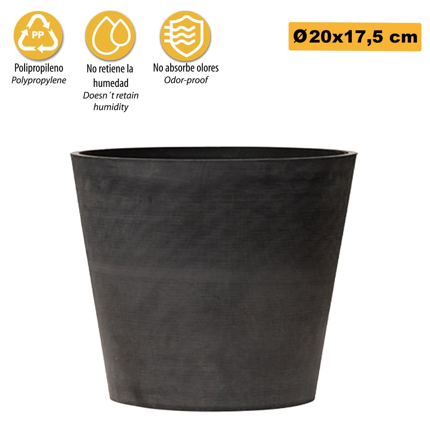Maceta Tipo Cono Truncado Ø 20 Cm Antracita_2
