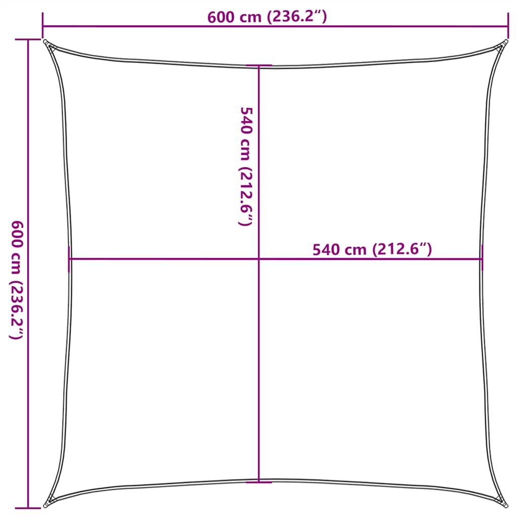 Vidaxl Toldo De Vela Cuadrado Hdpe Azul 160 G/m² 6x6 M_2