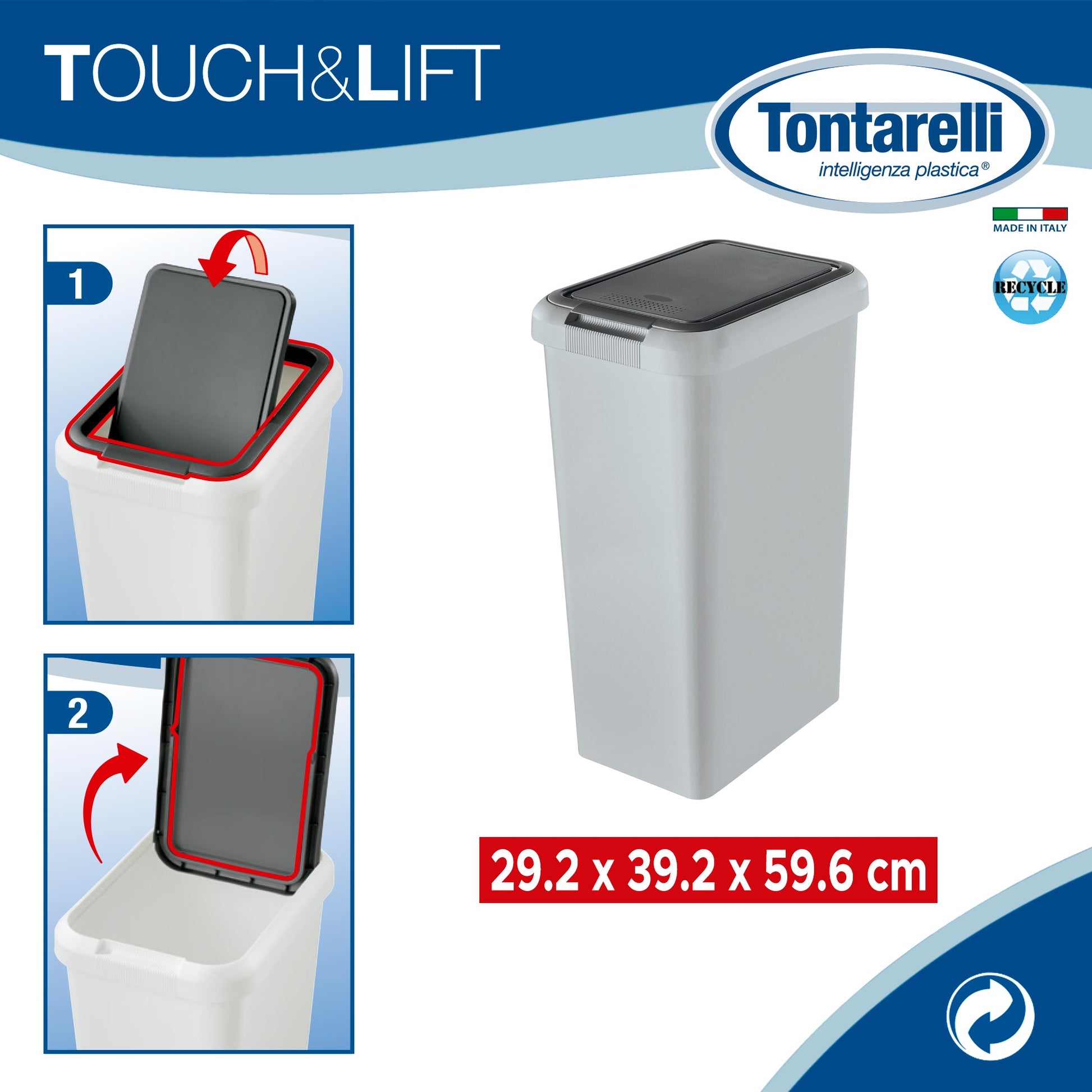 Cubo touch & Lift 45l Gris_1