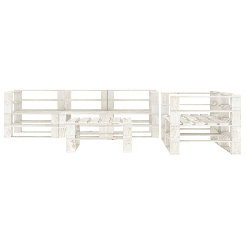Vidaxl Juego De Muebles De Palés Para Jardín 6 Piezas Madera Blanco_1