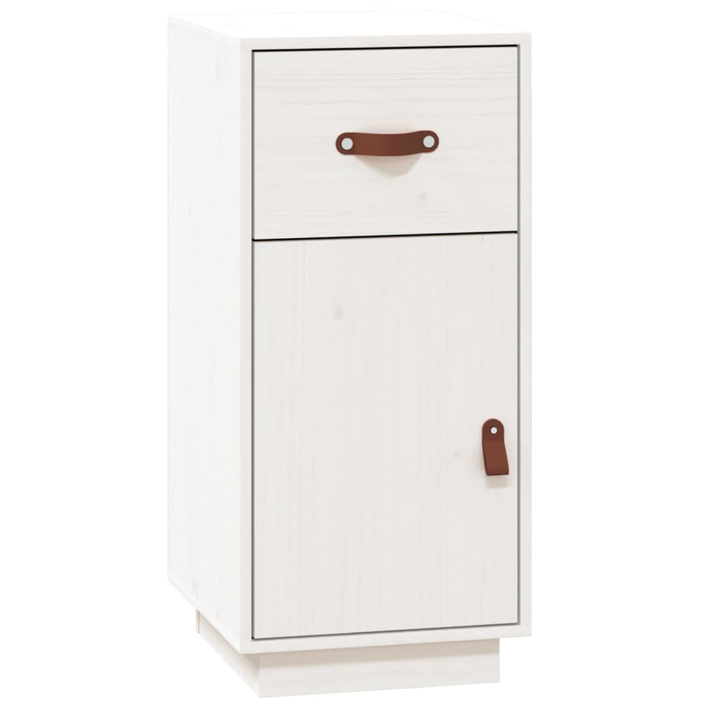 Aparador De Madera Maciza De Pino Blanco 34x40x75 Cm / Vetonek_5
