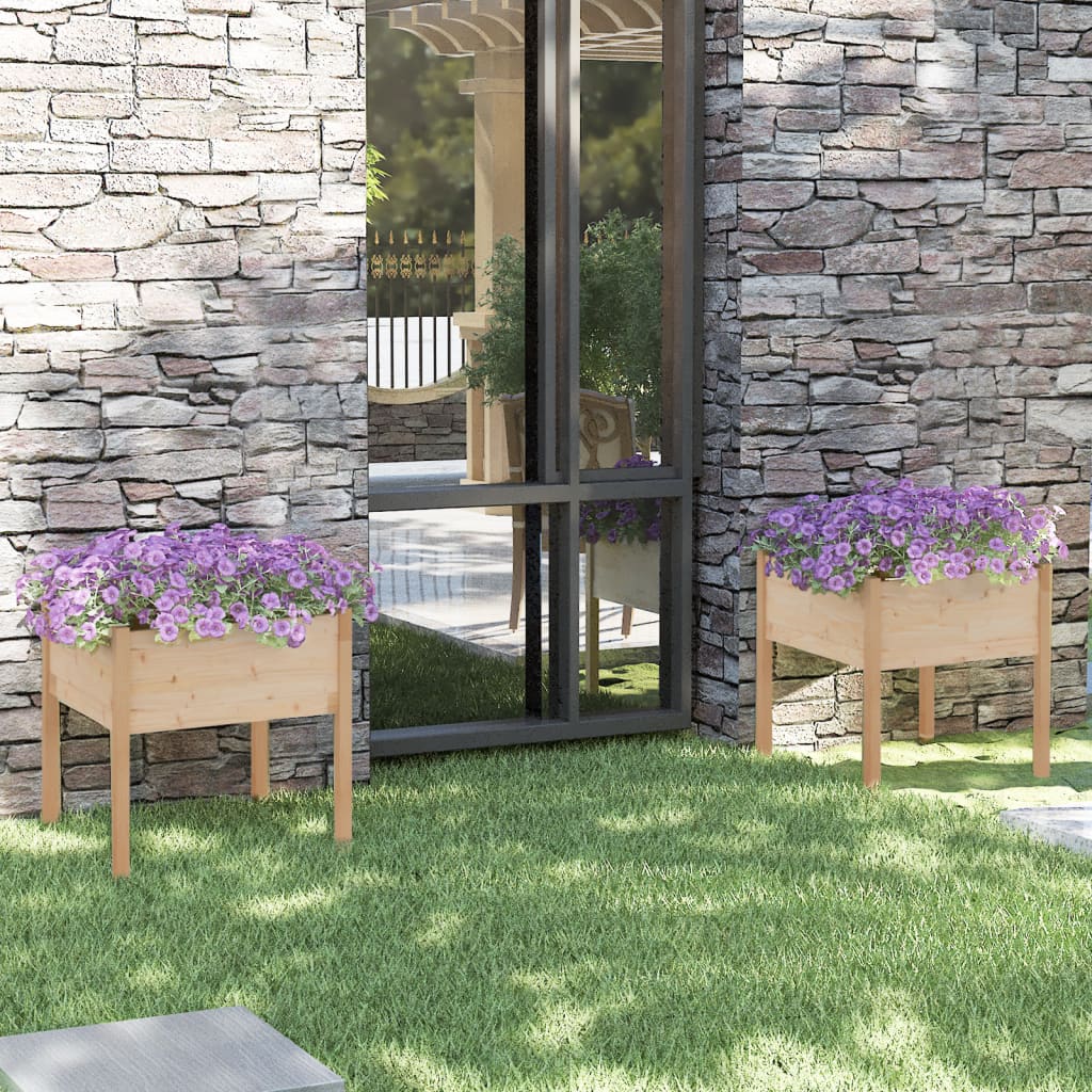 Jardineras 2 Uds Madera Maciza De Pino 70x70x70 Cm_1