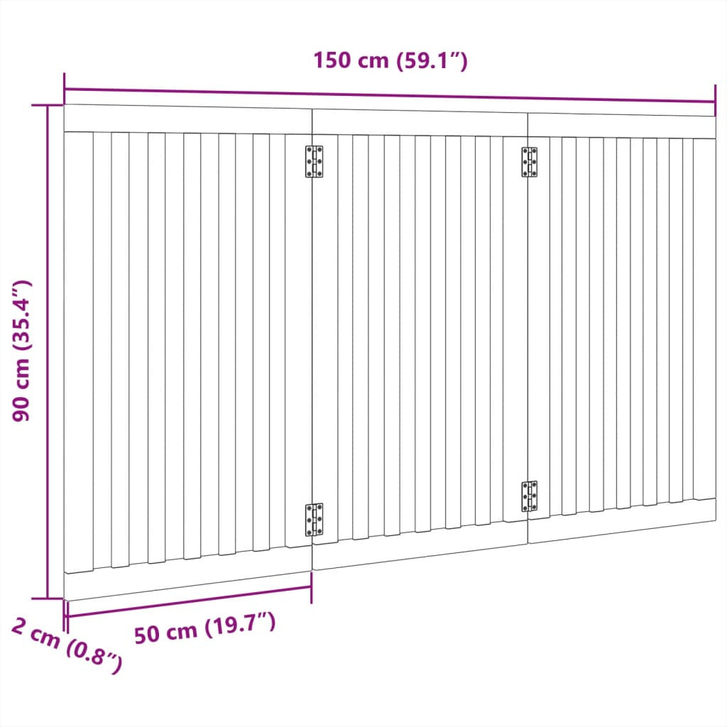 Vidaxl Puerta Para Perros Plegable 3 Paneles Madera Álamo Negra 150 Cm_2