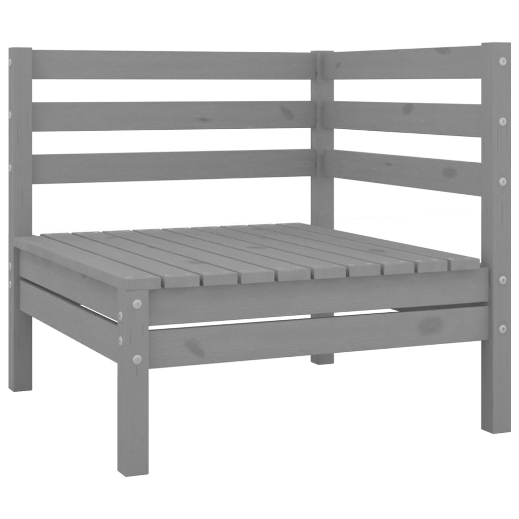Juego De Muebles De Jardín 9 Piezas Madera Maciza De Pino Gris / Vetonek_4