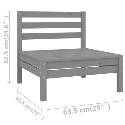 Juego De Muebles De Jardín 7 Piezas Madera Maciza De Pino Gris / Vetonek_0