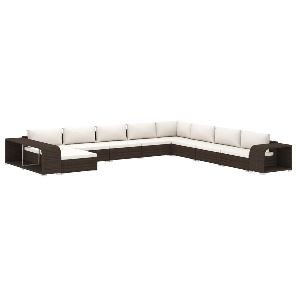 Vidaxl Set Muebles De Jardín 11 Piezas Con Cojines Ratán Sintético Marrón_0