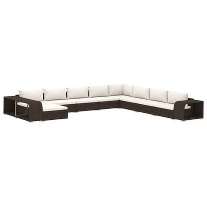 Vidaxl Set Muebles De Jardín 11 Piezas Con Cojines Ratán Sintético Marrón_0