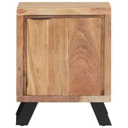 Mesita De Noche Madera Maciza Acacia Borde Natural 40x30x50 Cm_0