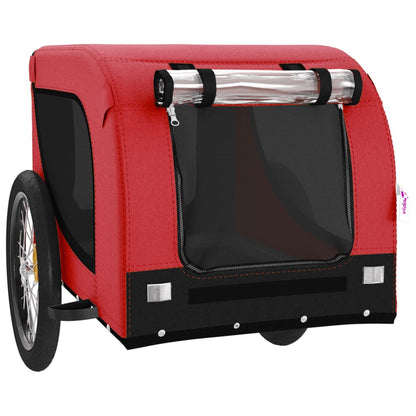 Remolque De Bicicleta Mascotas Hierro Tela Oxford Rojo Negro_3