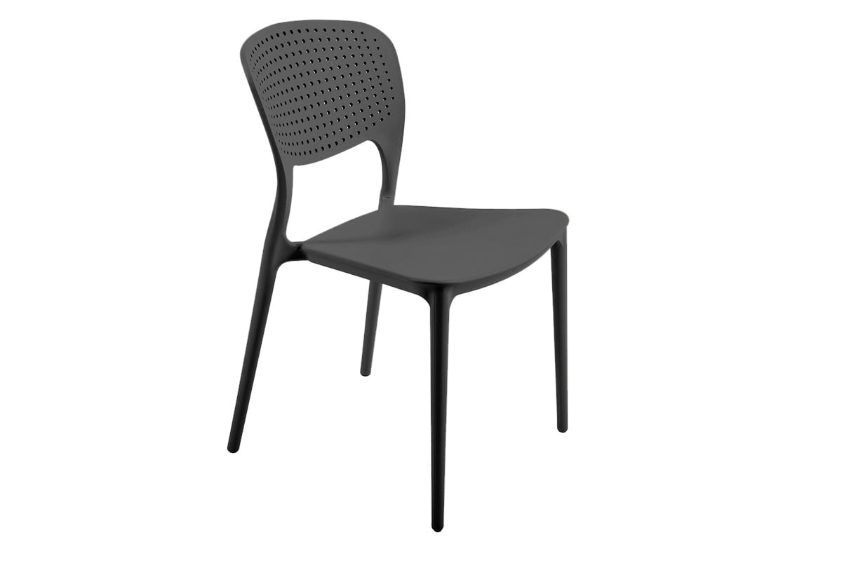 Juego De 4 Sillas Apilables De Polipropileno Carbono Negro - Muebles De Jardín - 46x51xh79.5cm_0