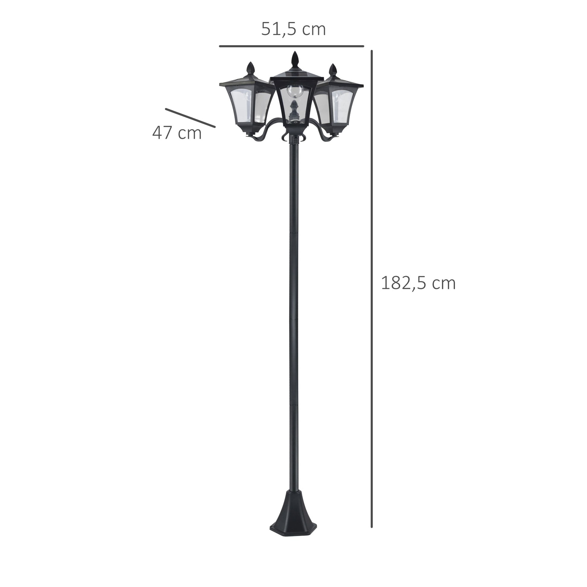 Outsunny Conjunto De 2 Farolas Solares De Exterior 51,5x47x182,5 Cm Negro_2
