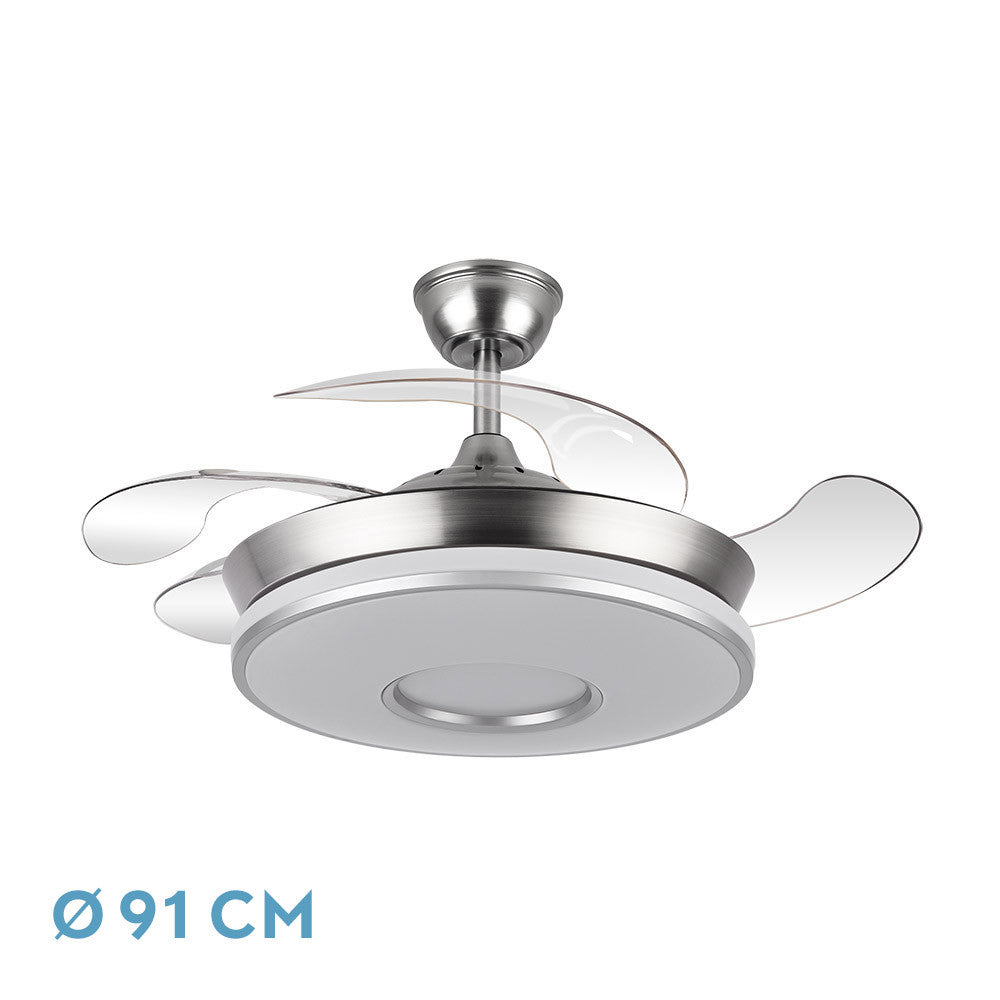 Ventilador Dc Dani 48w 4800lm Niquel 3aspas 6velocidades 91d 3000-4000-6000k Remoto+memoria+temporizador 24_0