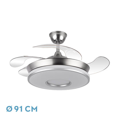 Ventilador Dc Dani 48w 4800lm Niquel 3aspas 6velocidades 91d 3000-4000-6000k Remoto+memoria+temporizador 24_0